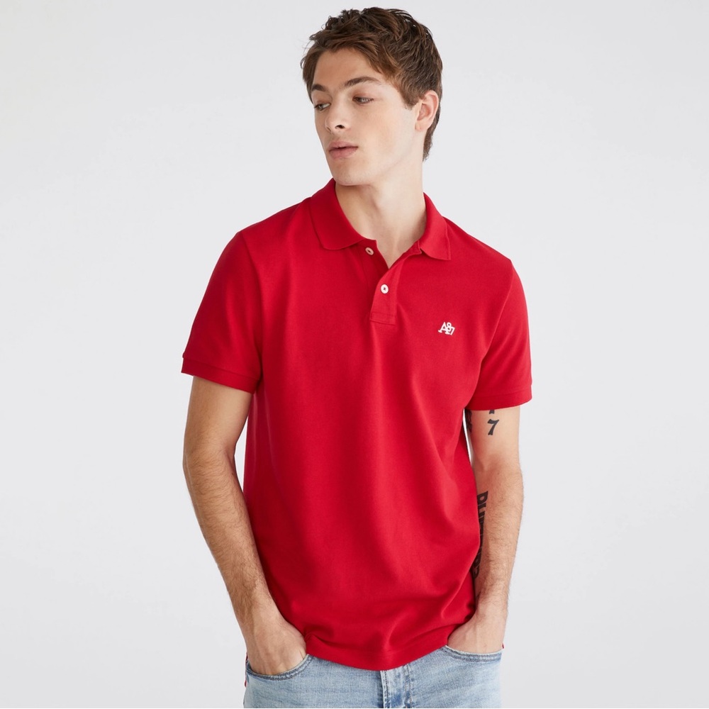 Aeropostale Knit Collared Shirt, Red, Size M, Excellent Condition